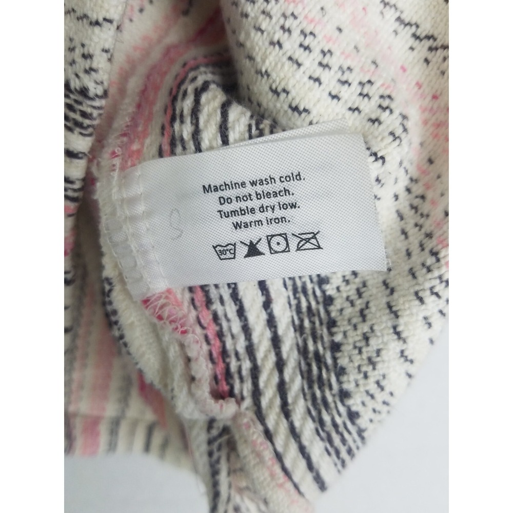 Beach By Exist SZ M White Cotton Aztec Tribal Boho Pattern Pullover Hoodie Strip - Picture 9 of 10